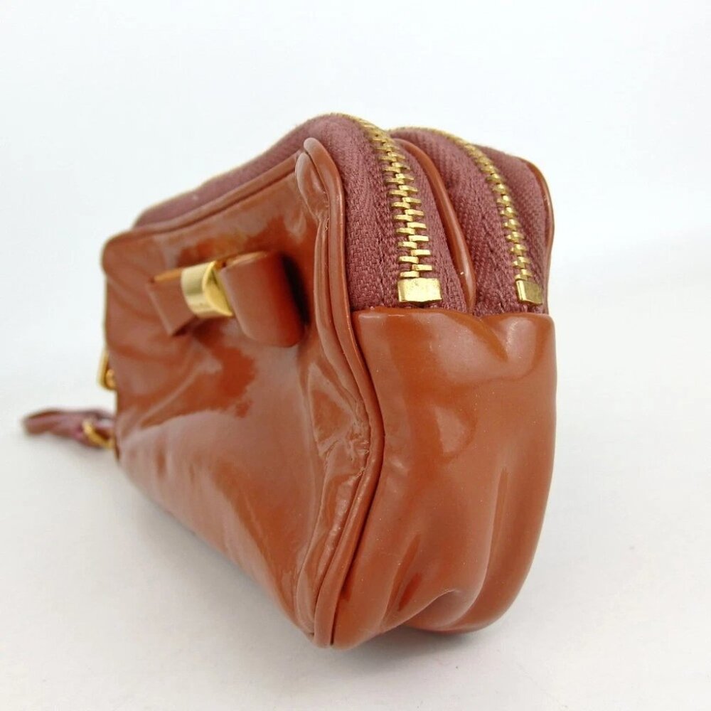 Authentic miu miu ribbon pouch with strap patent leather [Used] - Picture 3 of 10